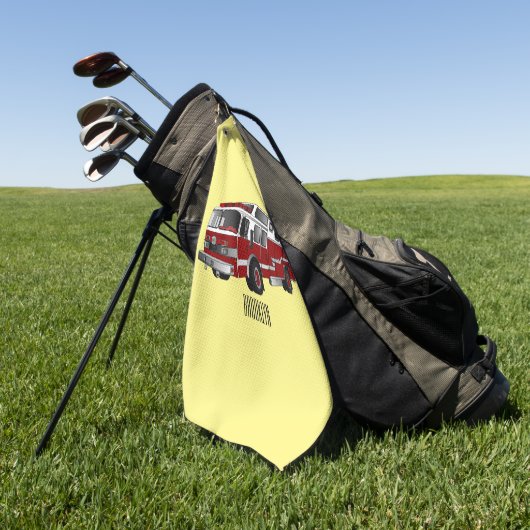 Voorbeeld van de cartoon van de brandweermotor golfhanddoek (Groen)