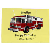 Voorbeeld van de cartoon van de brandweermotor groot cadeauzakje (Achterkant)