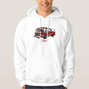 Voorbeeld van de cartoon van de brandweermotor hoodie