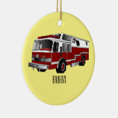 Voorbeeld van de cartoon van de brandweermotor keramisch ornament (Rechts)