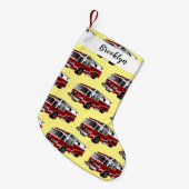 Voorbeeld van de cartoon van de brandweermotor kleine kerstsok (Voorkant (Hangend))