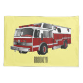 Voorbeeld van de cartoon van de brandweermotor kussensloop (Achterkant)