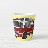 Voorbeeld van de cartoon van de brandweermotor latte mok (Voorkant)