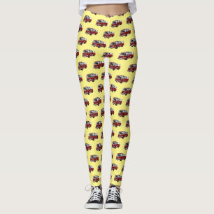 Voorbeeld van de cartoon van de brandweermotor leggings