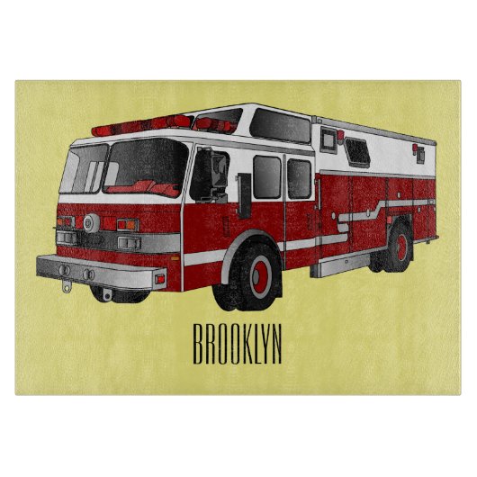 Voorbeeld van de cartoon van de brandweermotor snijplank (Voorkant)