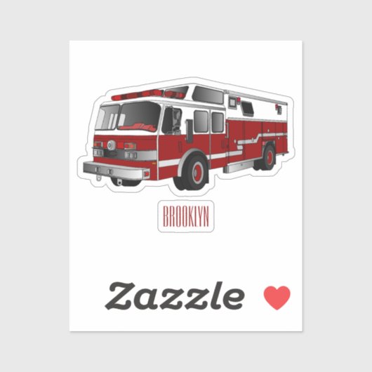 Voorbeeld van de cartoon van de brandweermotor sticker (Vel)