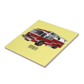 Voorbeeld van de cartoon van de brandweermotor tegeltje (Zijkant)