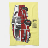 Voorbeeld van de cartoon van de brandweermotor theedoek (Verticaal)
