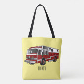 Voorbeeld van de cartoon van de brandweermotor tote bag (Achterkant)