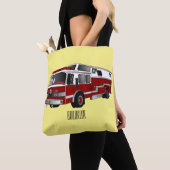 Voorbeeld van de cartoon van de brandweermotor tote bag (Dichtbij)
