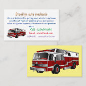 Voorbeeld van de cartoon van de brandweermotor visitekaartje (Voorkant / Achterkant)