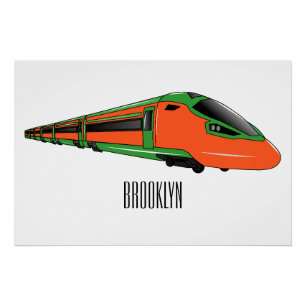 Voorbeeld van de cartoon van de bullettrein perfect poster