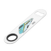 Voorbeeld van de cartoon van de hogesnelheidslijn speed flessenopener (Voorkant Gekanteld)