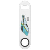 Voorbeeld van de cartoon van de hogesnelheidslijn speed flessenopener (Achterkant)