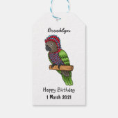 Voorbeeld van de cartoon van de paardenvogel cadeaulabel (Achterkant)