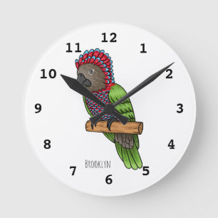 Voorbeeld van de cartoon van de paardenvogel ronde klok