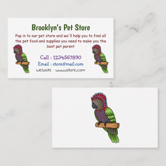 Voorbeeld van de cartoon van de paardenvogel visitekaartje (Voorkant / Achterkant)