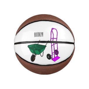 Voorbeeld van de cartoon van de rijstwielen op wie basketbal