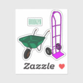 Voorbeeld van de cartoon van de rijstwielen op wie sticker (Vel)