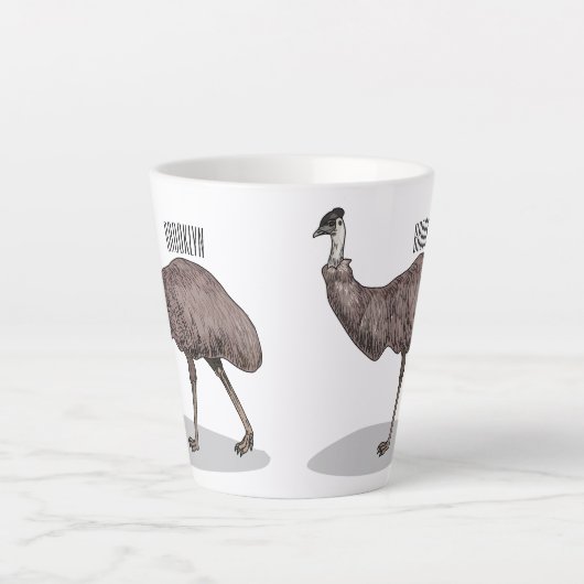 Voorbeeld van de cartoon van Emu Latte Mok (Voorkant)