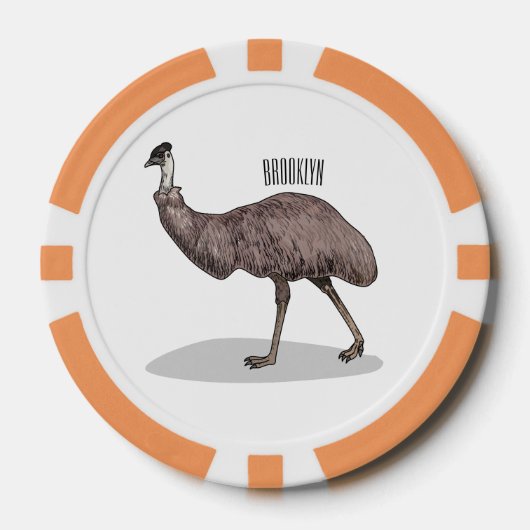 Voorbeeld van de cartoon van Emu Poker Chips (Voorkant)
