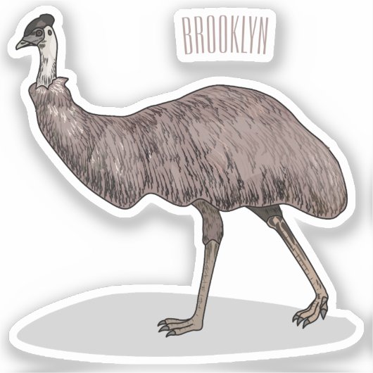 Voorbeeld van de cartoon van Emu Sticker (Voorkant)