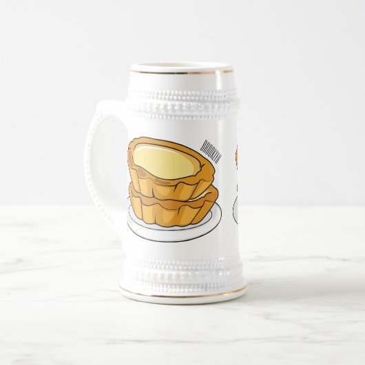 Voorbeeld van de cartoon van het eiertart bierpul (Voorkant links)