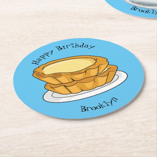 Voorbeeld van de cartoon van het eiertart ronde kartonnen onderzetter (Gebogen)