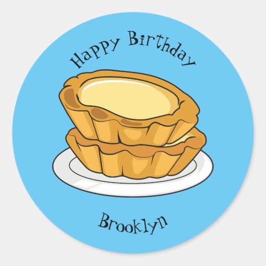 Voorbeeld van de cartoon van het eiertart ronde sticker (Voorkant)