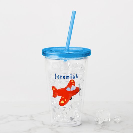 Voorbeeld van de cartoon van het rode luchtvliegtu acryl drinkbeker (Achterkant ijs)