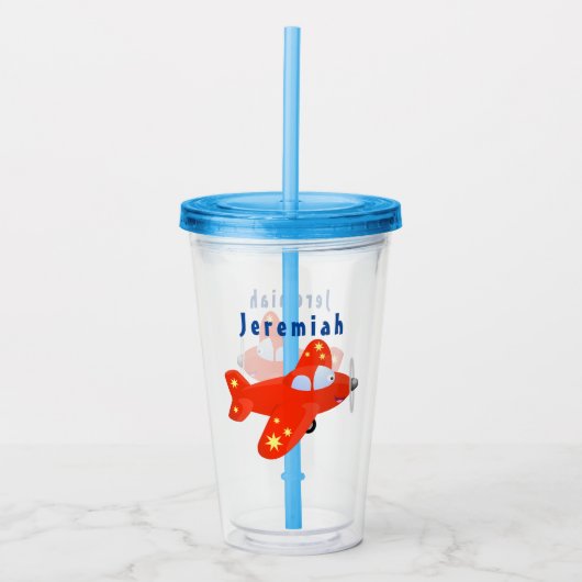 Voorbeeld van de cartoon van het rode luchtvliegtu acryl drinkbeker (Voorkant)