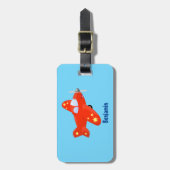 Voorbeeld van de cartoon van het rode luchtvliegtu bagagelabel (Voorkant verticaal)