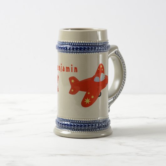 Voorbeeld van de cartoon van het rode luchtvliegtu bierpul (Voorkant rechts)