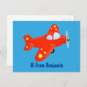 Voorbeeld van de cartoon van het rode luchtvliegtu briefkaart (Voorkant / Achterkant)