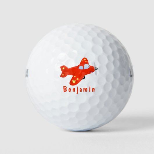 Voorbeeld van de cartoon van het rode luchtvliegtu golfballen (Voorkant)