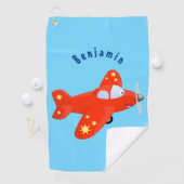 Voorbeeld van de cartoon van het rode luchtvliegtu golfhanddoek (Insitu)