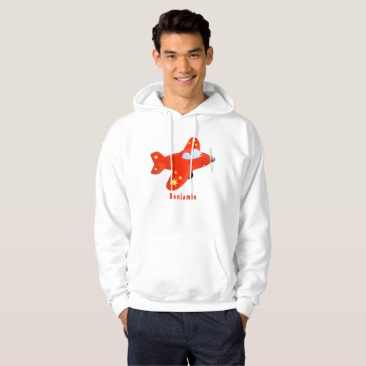 Voorbeeld van de cartoon van het rode luchtvliegtu hoodie (Voorkant volledig)