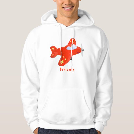 Voorbeeld van de cartoon van het rode luchtvliegtu hoodie (Voorkant)