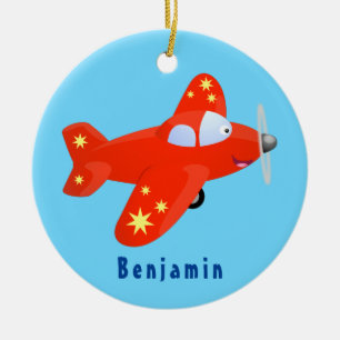 Voorbeeld van de cartoon van het rode luchtvliegtu keramisch ornament