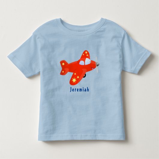 Voorbeeld van de cartoon van het rode luchtvliegtu kinder shirts (Voorkant)