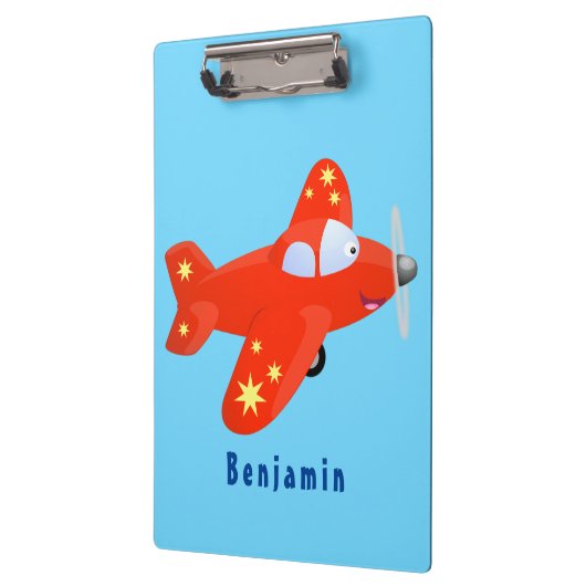 Voorbeeld van de cartoon van het rode luchtvliegtu klembord (Links)