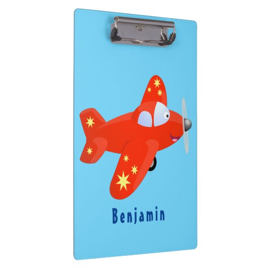 Voorbeeld van de cartoon van het rode luchtvliegtu klembord (Rechts)