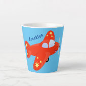 Voorbeeld van de cartoon van het rode luchtvliegtu latte mok (Voorkant)