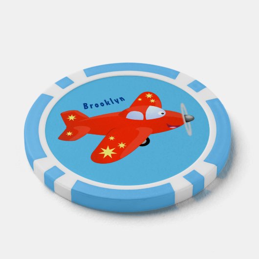 Voorbeeld van de cartoon van het rode luchtvliegtu poker chips (Enkel)