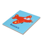 Voorbeeld van de cartoon van het rode luchtvliegtu tegeltje (Zijkant)