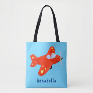 Voorbeeld van de cartoon van het rode luchtvliegtu tote bag