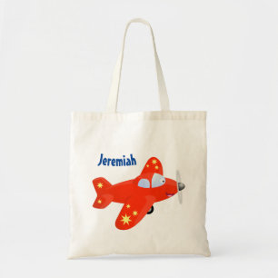 Voorbeeld van de cartoon van het rode luchtvliegtu tote bag