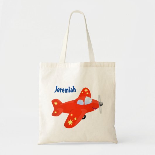 Voorbeeld van de cartoon van het rode luchtvliegtu tote bag (Voorkant)
