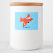 Voorbeeld van de cartoon van het rode luchtvliegtu voedselcontainer etiket (Voorkant)