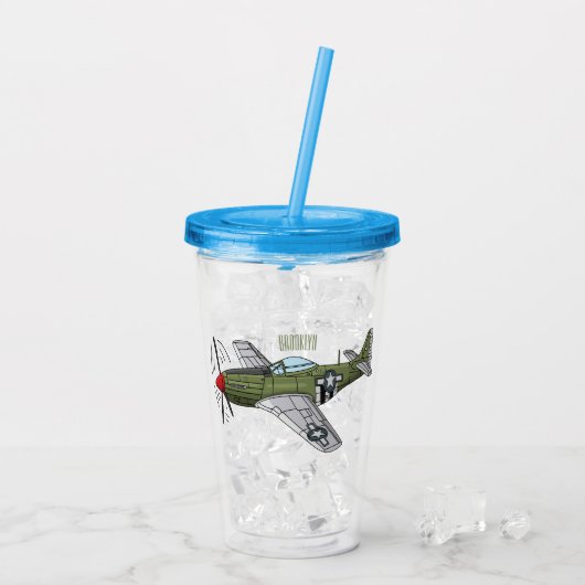 Voorbeeld van de cartoon van militaire vliegtuigen acryl drinkbeker (Achterkant ijs)